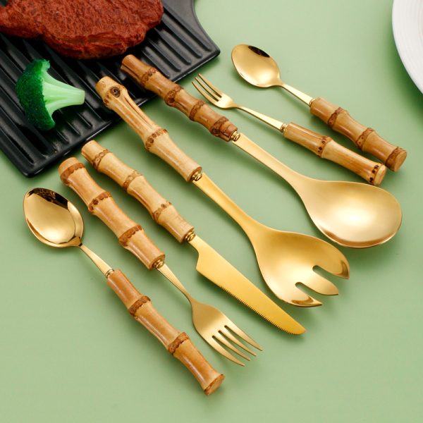 Natural bamboo  handle 019 cutlery set